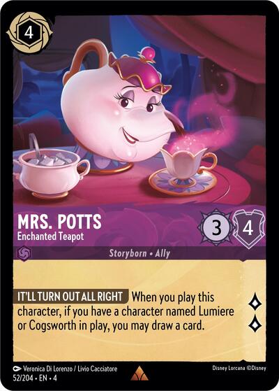 Mrs. Potts - Enchanted Teapot (Ursula's Return) Near Mint Cold Foil